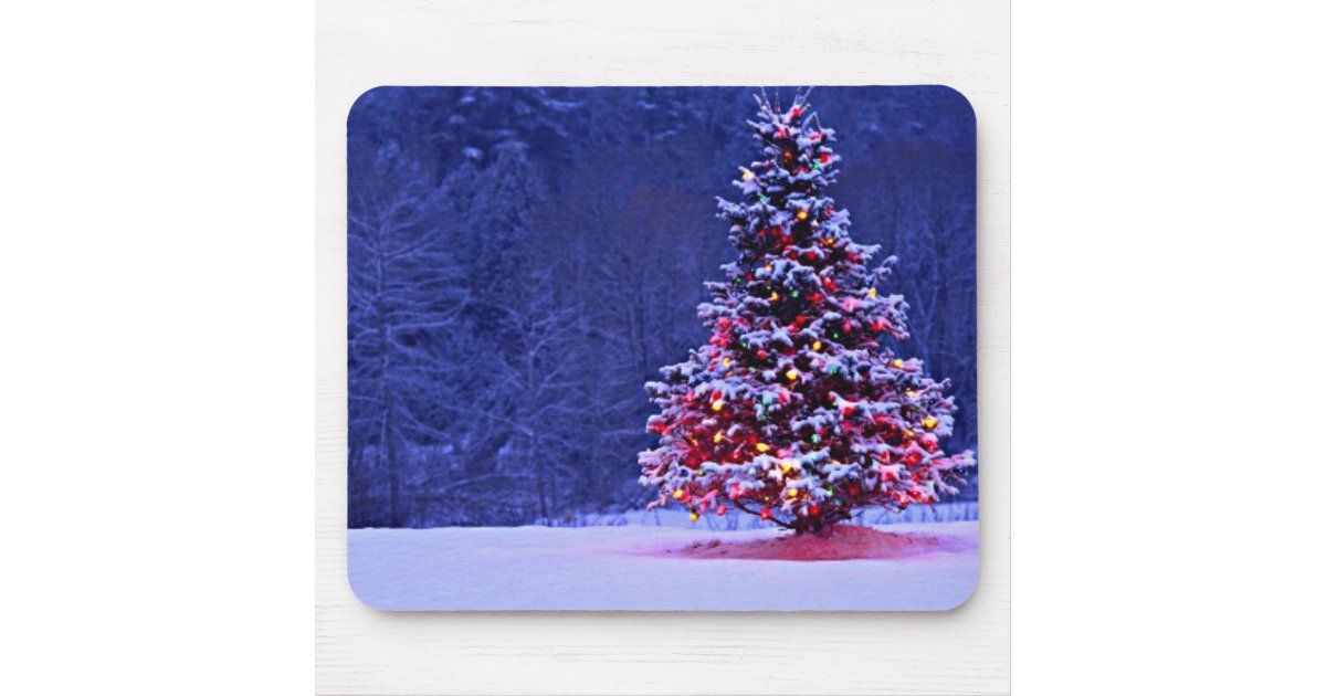 Snow Covered Christmas Tree Mouse Pad | Zazzle