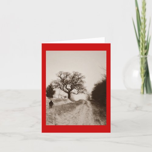 snow covered country lane note card