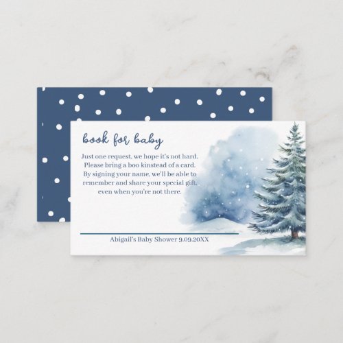 Snow Covered Evergreen Book for Baby Baby Shower Enclosure Card