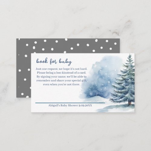 Snow Covered Evergreen Book for Baby Baby Shower Enclosure Card