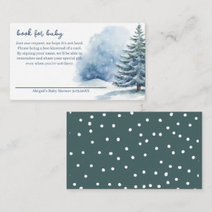 Snow Covered Evergreen Book for Baby Baby Shower Enclosure Card