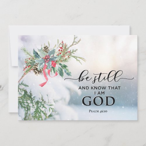 Snow Covered Evergreen Christmas Bible Verse Flat Holiday Card