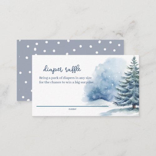 Snow Covered Evergreen Diaper Raffle Baby Shower Enclosure Card