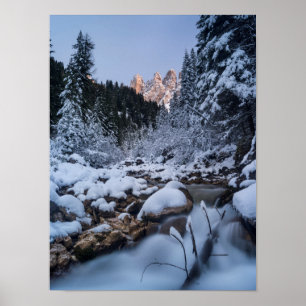 Snow-covered Geisler Mountain Range Poster