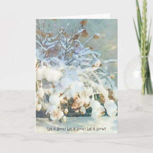 Snow Covered Hydrangea Tree Holiday Card