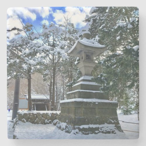 Snow_covered Japanese Lantern Stone Coaster