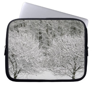 Snow covered landscape laptop sleeve