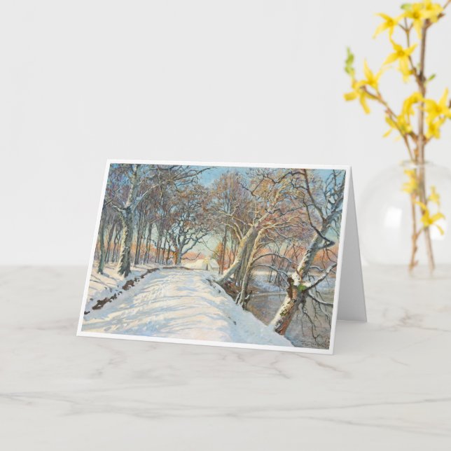 Snow Covered Landscape, Viggo Langer  Card (Yellow Flower)