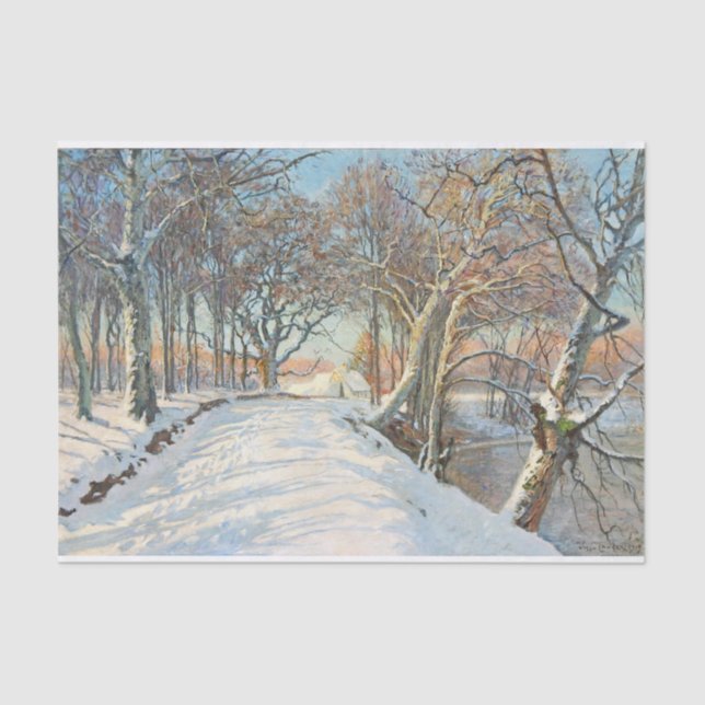 Snow Covered Landscape, Viggo Langer, Decoupage Tissue Paper (Front)