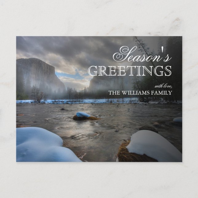 Snow Covered Merced River at Yosemite Postcard (Front)