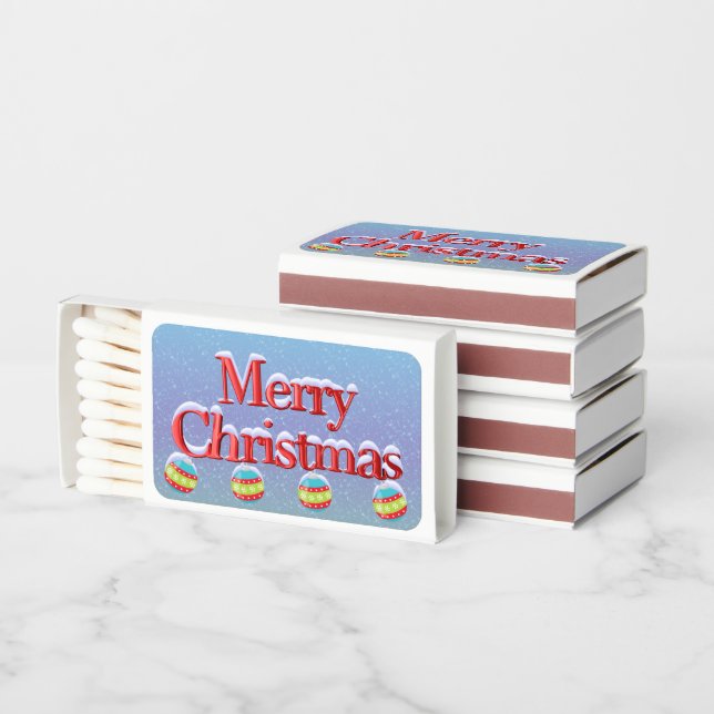 Snow Covered Merry Christmas Hanging Ornaments  Matchboxes (Stacked)