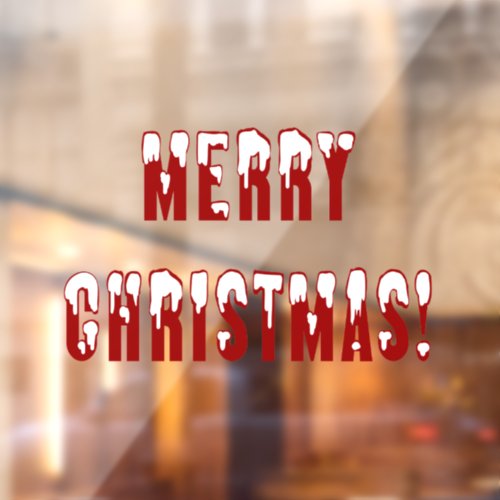 Snow Covered Merry Christmas Home Storefront Vinyl Window Cling