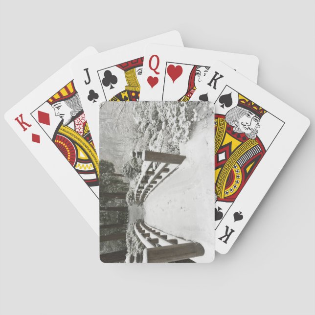 Snow-covered moon bridge, Japanese Garden Poker Cards (Back)