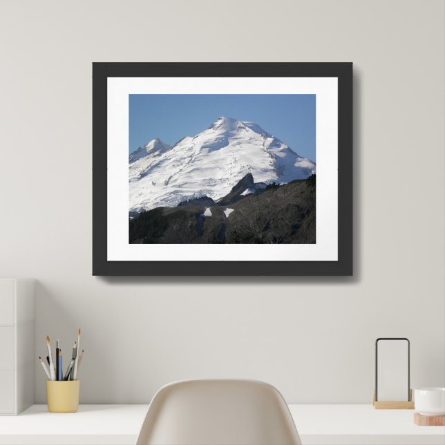 Snow Covered Mount Baker Landscape Framed Art (Home Office)