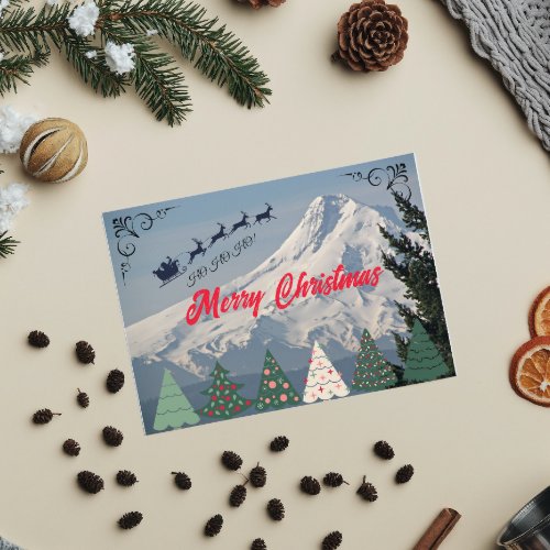 Snow Covered Mount Hood Christmas Holiday Card