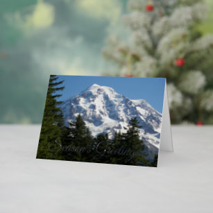 Snow Covered Mount Rainier Foil Holiday Card