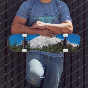 Snow Covered Mount Rainier Landscape Skateboard