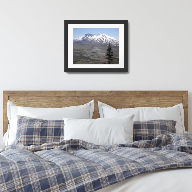 Snow Covered Mount St Helens Volcano Landscape Framed Art (Bedroom)
