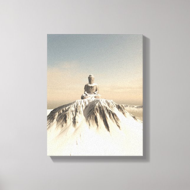 Snow Covered Mountain Buddha Canvas Print (Front)