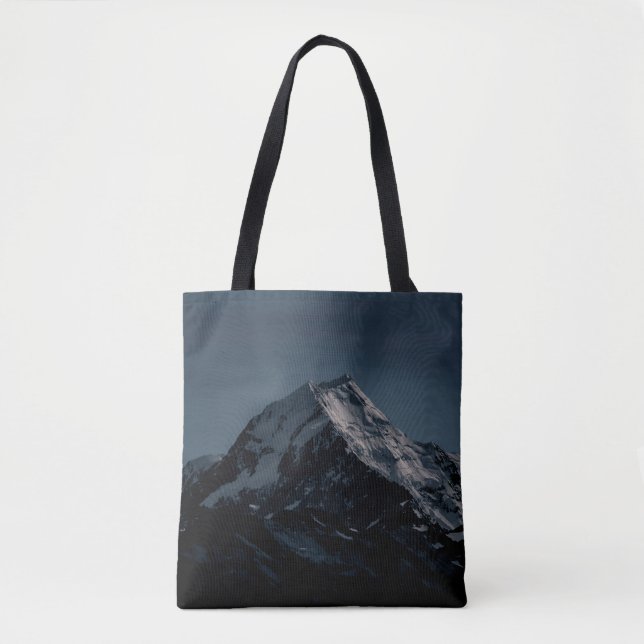 SNOW COVERED MOUNTAIN DURING NIGHTTIME TOTE BAG (Front)