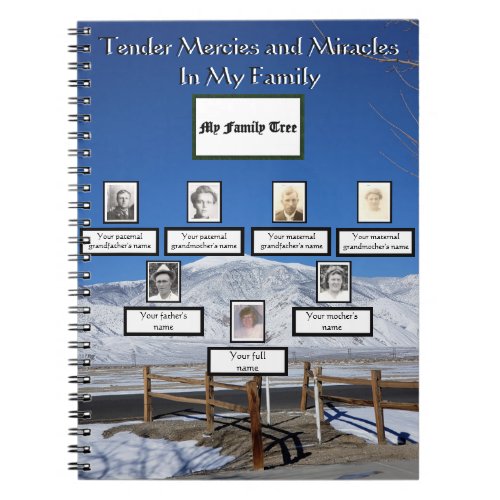 Snow_Covered Mountain Family Tree Mercies Miracles Notebook