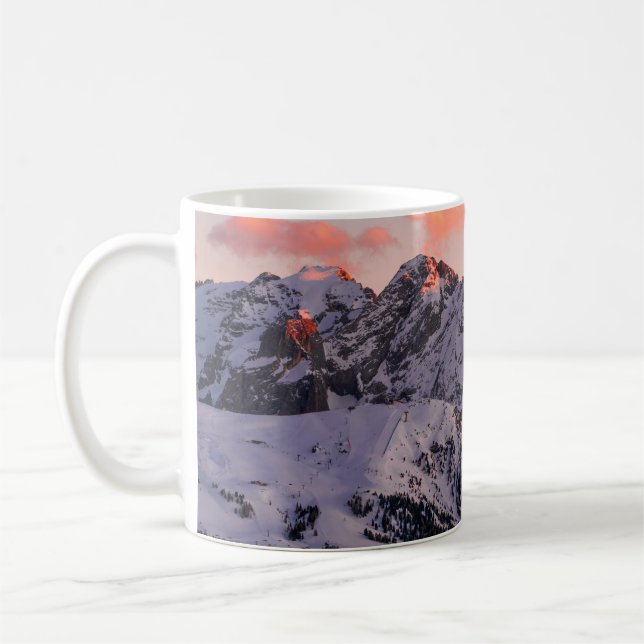 SNOW COVERED MOUNTAIN UNDER CLOUDY SKY DURING DAYT COFFEE MUG (Left)