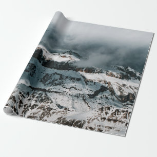 SNOW COVERED MOUNTAIN UNDER CLOUDY SKY DURING DAYT WRAPPING PAPER