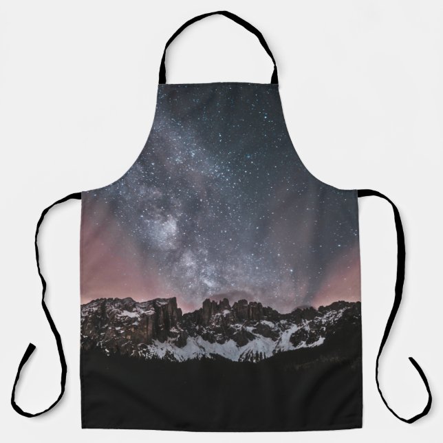 SNOW COVERED MOUNTAIN UNDER STARRY NIGHT APRON (Front)