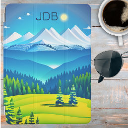 Snow Covered Mountains Landscape Monogram iPad Air Cover