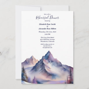 Snow covered mountains landscape Rehearsal Dinner  Invitation