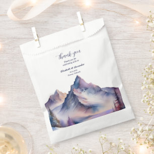 Snow covered mountains landscape wedding favor bag