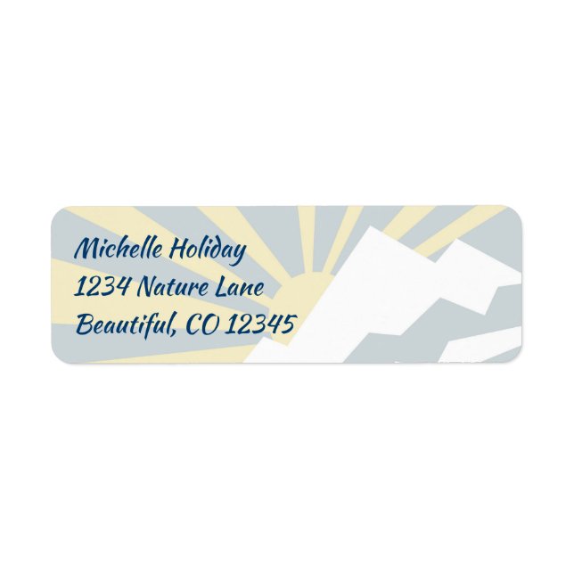 Snow Covered Mountaintops and Sunburst Address Label (Front)
