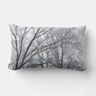 Snow-covered Oak Tree Lumbar Pillow