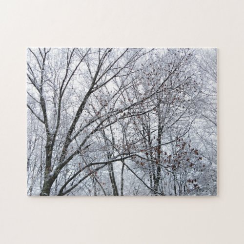 Snow_covered Oak Tree Winter Photo Jigsaw Puzzle