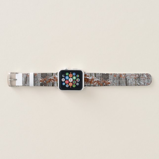 Snow Covered Oak Trees Winter Nature Photography Apple Watch Band (Front)