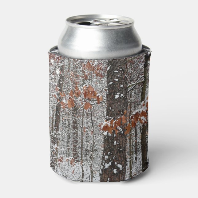 Snow Covered Oak Trees Winter Nature Photography Can Cooler (Can Front)