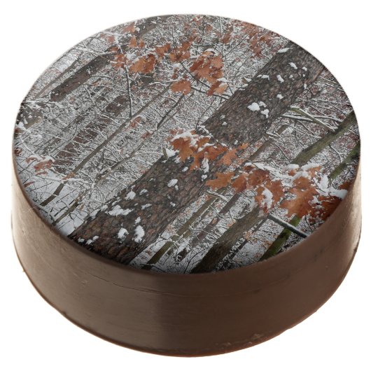 Snow Covered Oak Trees Winter Nature Photography Chocolate Covered Oreo (Angled)