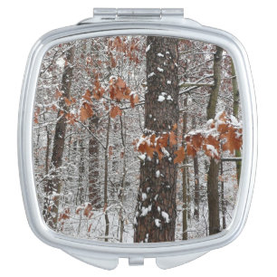 Snow Covered Oak Trees Winter Nature Photography Compact Mirror