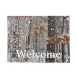 Snow Covered Oak Trees Winter Nature Photography Doormat