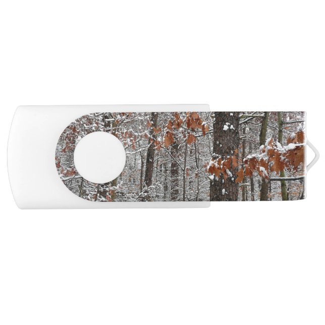 Snow Covered Oak Trees Winter Nature Photography Flash Drive (Front)