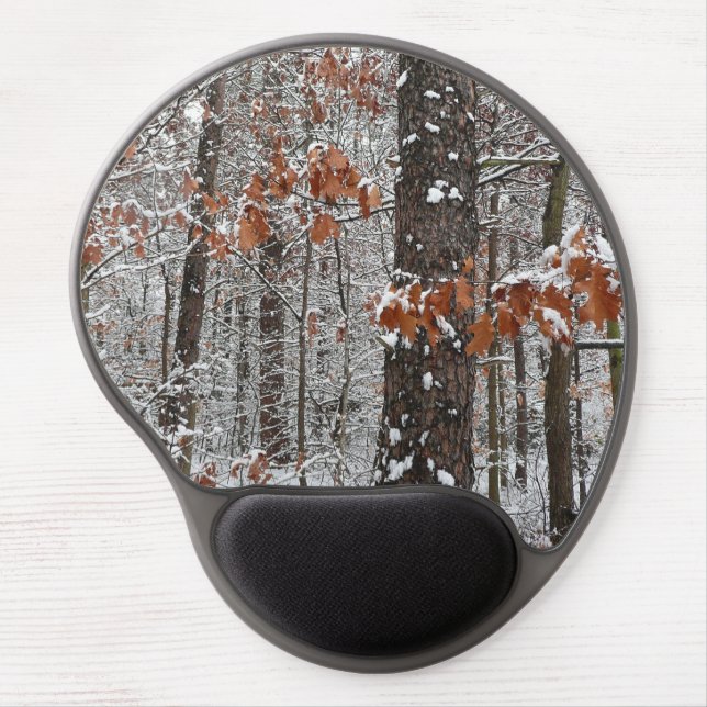Snow Covered Oak Trees Winter Nature Photography Gel Mouse Pad (Front)