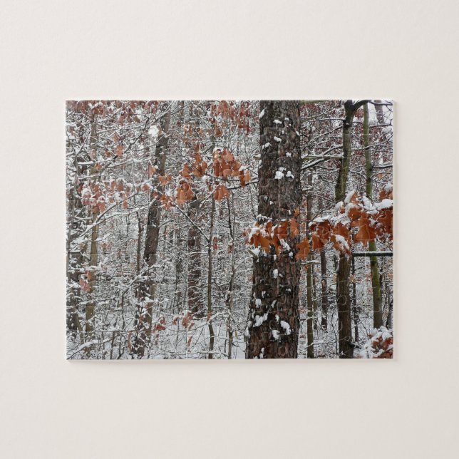Snow Covered Oak Trees Winter Nature Photography Jigsaw Puzzle (Horizontal)