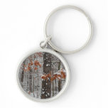 Snow Covered Oak Trees Winter Nature Photography Keychain