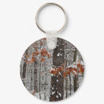 Snow Covered Oak Trees Winter Nature Photography Keychain