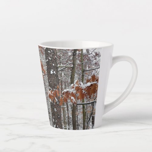 Snow Covered Oak Trees Winter Nature Photography Latte Mug