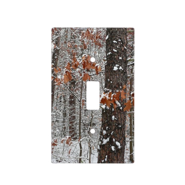 Snow Covered Oak Trees Winter Nature Photography Light Switch Cover (Front)