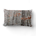 Snow Covered Oak Trees Winter Nature Photography Lumbar Pillow