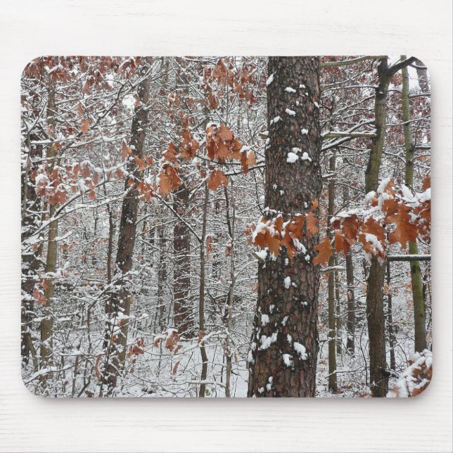 Snow Covered Oak Trees Winter Nature Photography Mouse Pad (Front)