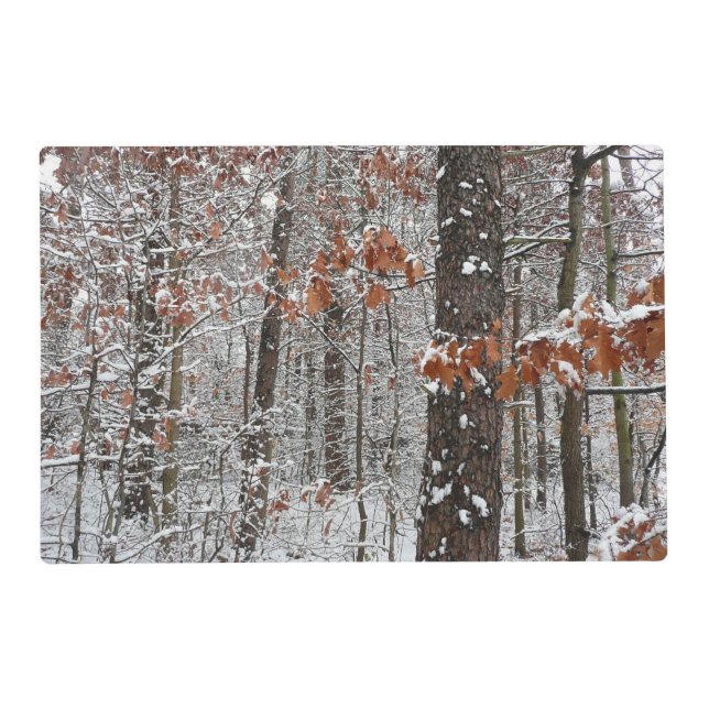 Snow Covered Oak Trees Winter Nature Photography Placemat (Front)