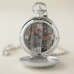Snow Covered Oak Trees Winter Nature Photography Pocket Watch